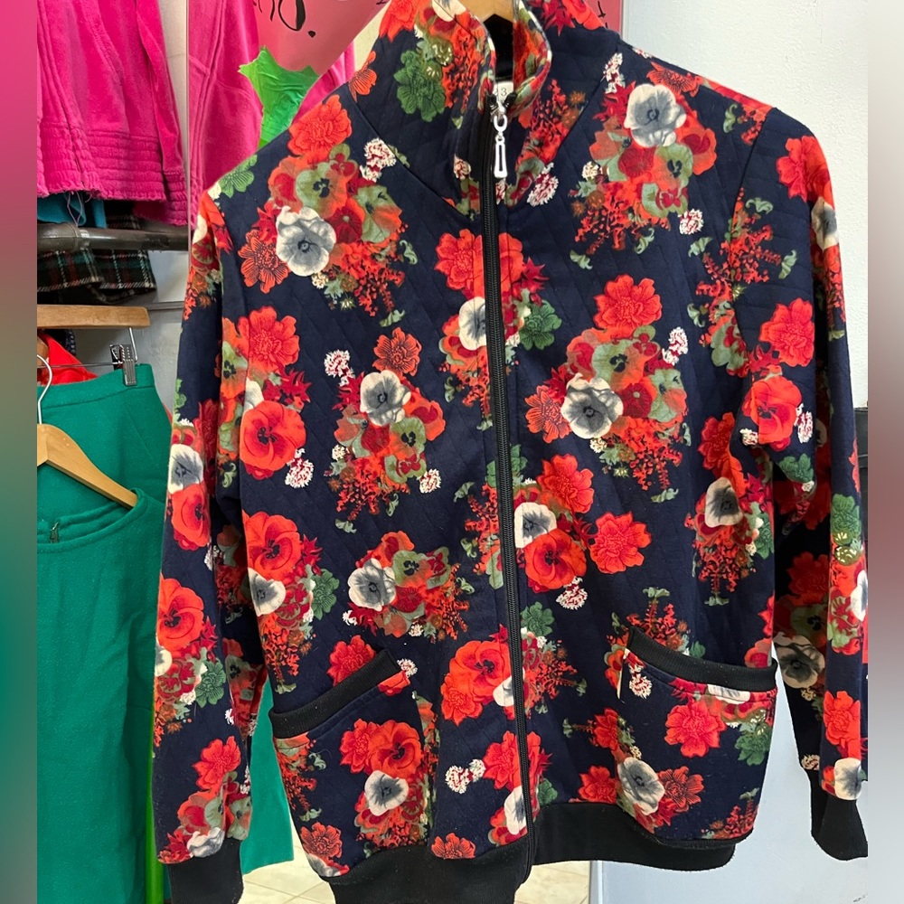 Floral Zip up bomber